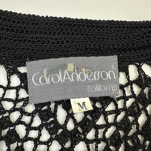 Carol Anderson Womens Vintage 90s Crochet Sheer Top Size M Black Cottagecore - Picture 6 of 12